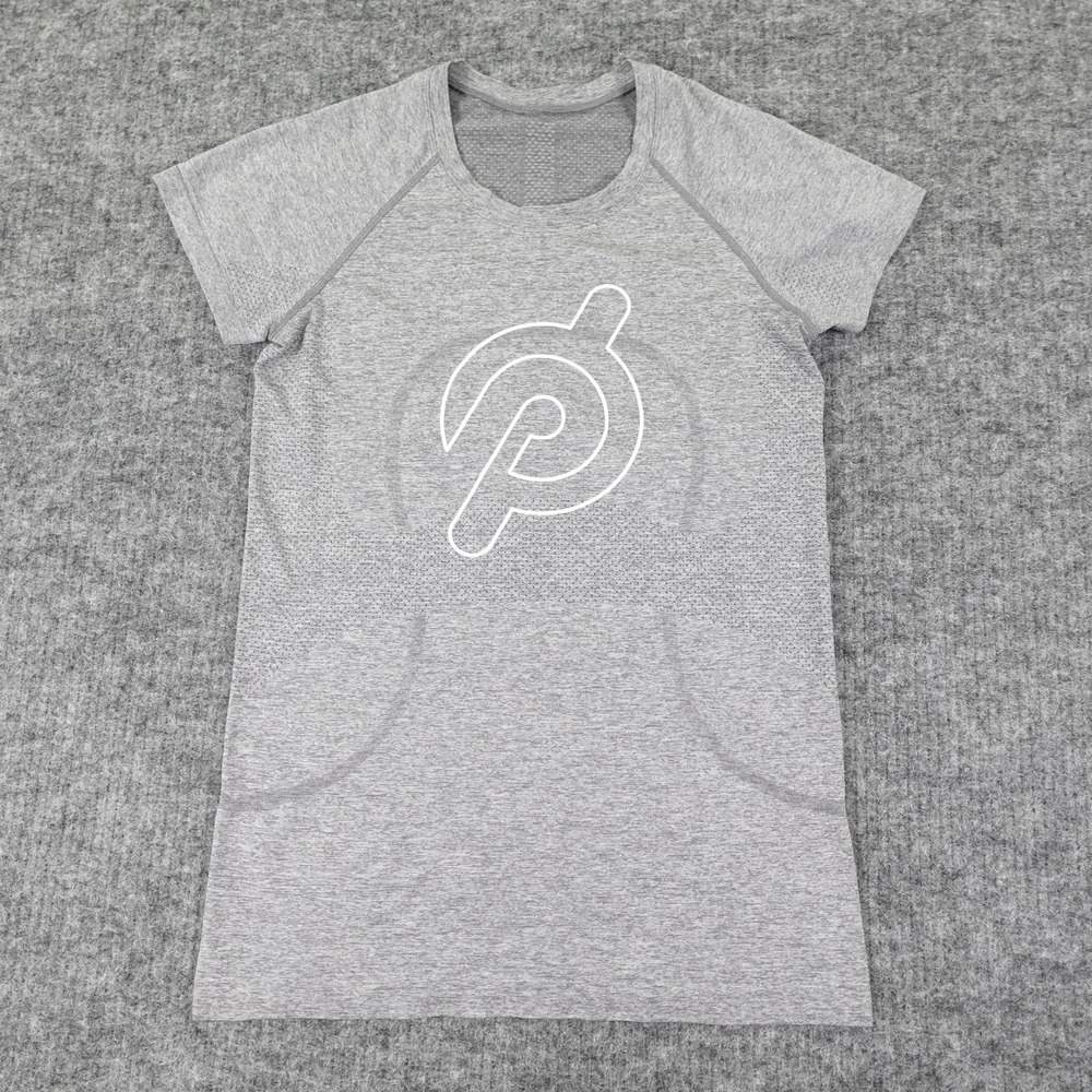 Lululemon Shirt Womens Size 8 Gray Seamless Short Sleeve Athletic Peloton Tee